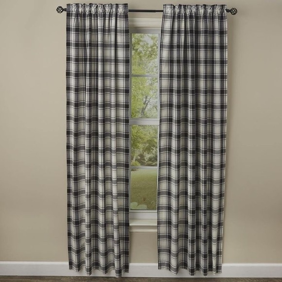 Park Design one pair lined curtain panels gray white " Crossroad " 72" X 84" - Picture 1 of 2
